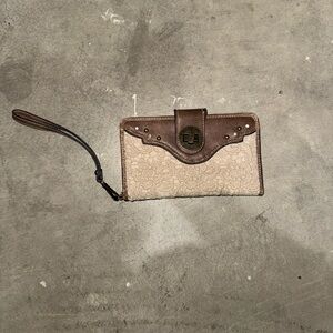 Justin Boots Brown and Cream Wristlet Clutch